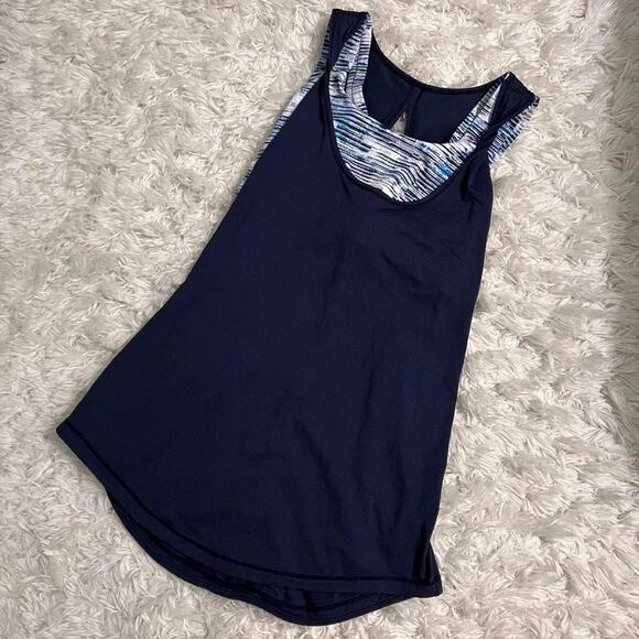 Lululemon Ready & Go Tank Inkwell Blue / Blurry Belle Multi Size 4 - Picture 6 of 12